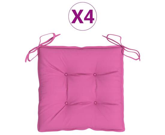 Perne pentru scaun, 4 buc., roz, 40x40x7 cm, material textil, 2 image