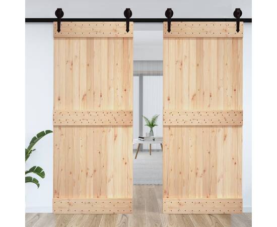Ușă de hambar, 100x210 cm, lemn masiv de pin, 3 image