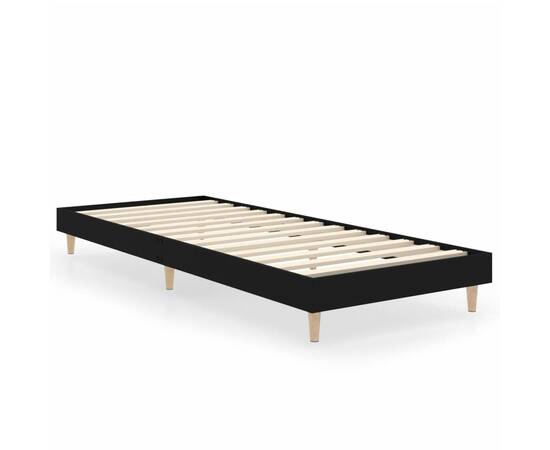 Cadru de pat, negru, 75x190 cm, lemn prelucrat, 2 image