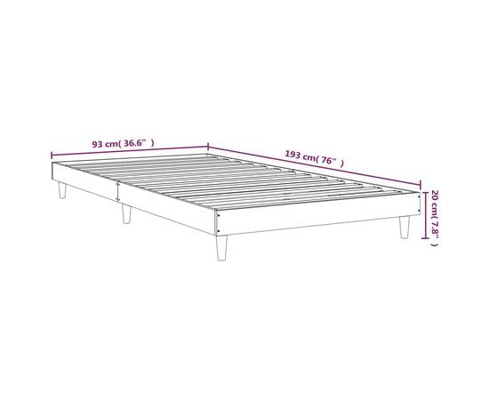 Cadru de pat, stejar fumuriu, 90x190 cm, lemn prelucrat, 9 image