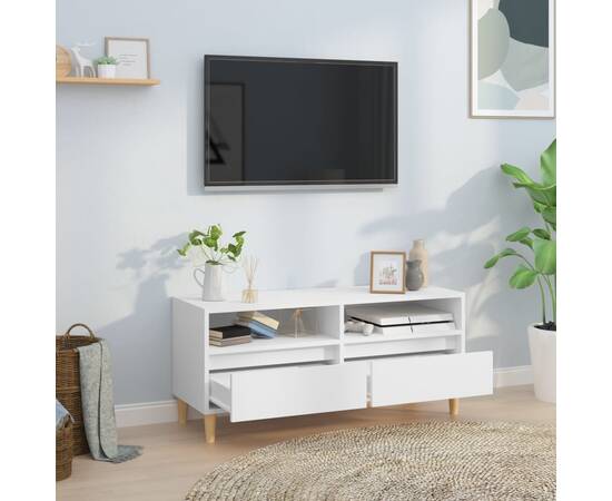 Comodă tv, alb, 100x34,5x44,5 cm, lemn prelucrat, 3 image