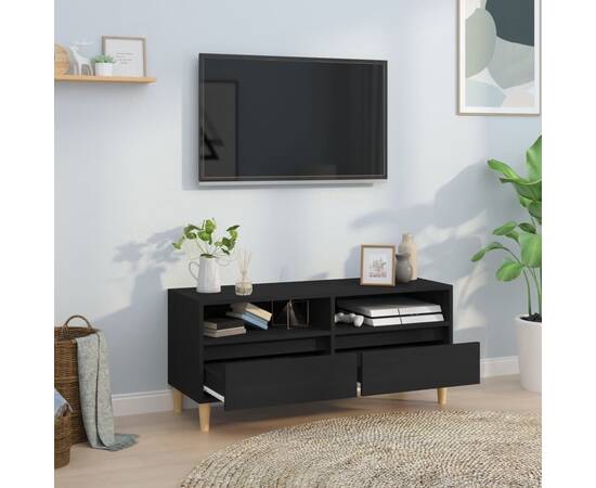 Comodă tv, negru, 100x34,5x44,5 cm, lemn prelucrat, 3 image