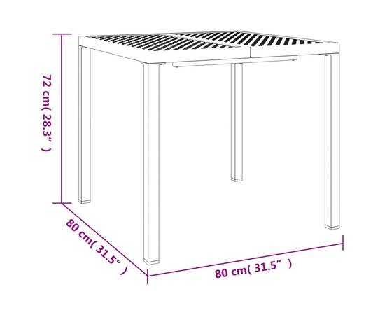 Masă de grădină, antracit, 80x80x72 cm, oțel, 7 image