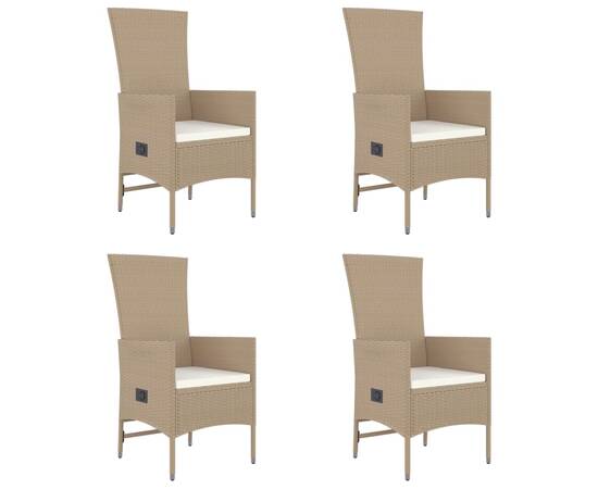 Set mobilier de grădină cu perne, 5 piese, bej, poliratan, 4 image