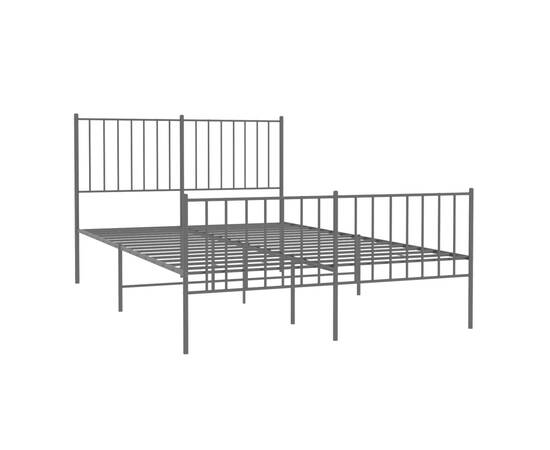 Cadru pat metalic cu tăblie de cap/picioare, negru, 120x190 cm, 4 image