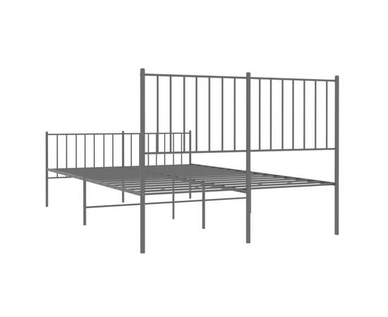 Cadru pat metalic cu tăblie de cap/picioare, negru, 120x190 cm, 7 image