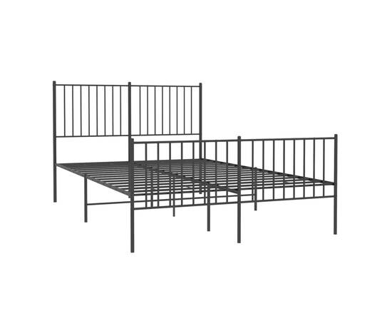 Cadru pat metalic cu tăblie de cap/picioare, negru, 140x190 cm, 4 image