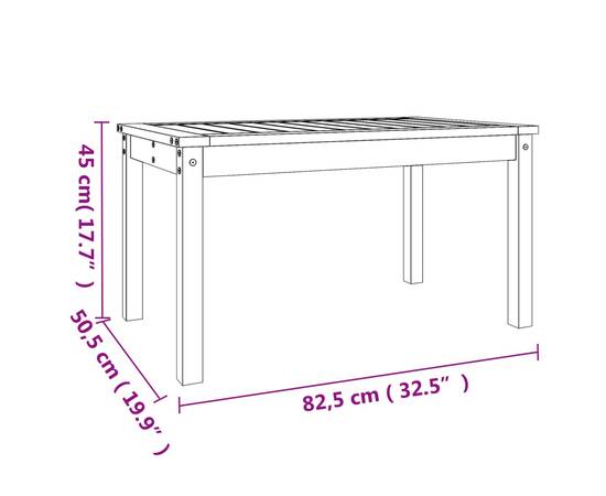 Măsuță de grădină, 82,5x50,5x45 cm, lemn masiv de pin, 8 image