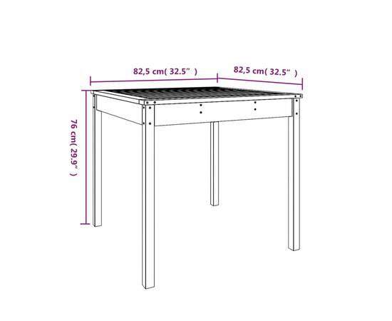 Măsuță de grădină, gri, 82,5x82,5x76 cm, lemn masiv de pin, 8 image