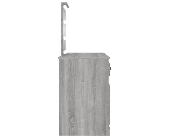 Masă de toaletă cu led, sonoma gri, 130x50x132,5 cm, 7 image