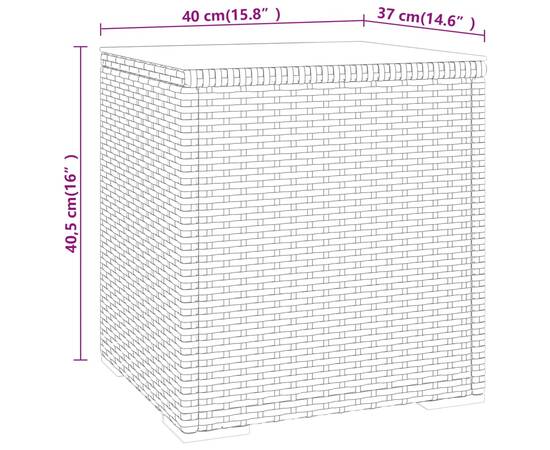 Masă laterală, gri, 40x37x40,5 cm, poliratan, 5 image