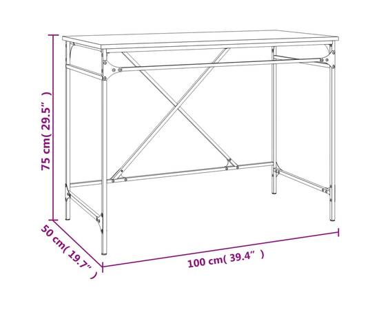 Birou, stejar sonoma, 100x50x75 cm, lemn prelucrat și fier, 9 image