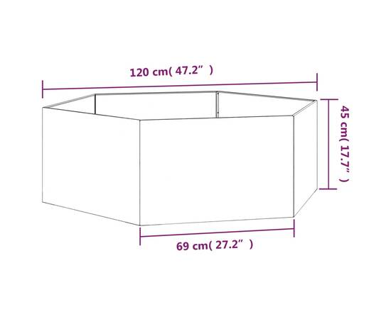 Jardinieră, ruginiu, 120x120x45 cm, oțel corten, 8 image
