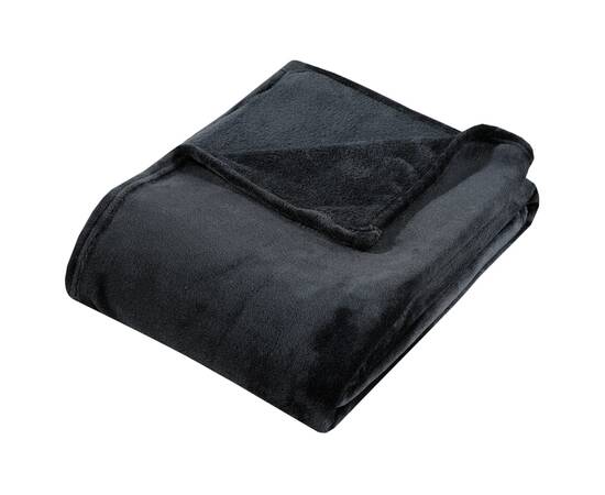 Pătură, negru, 130x170 cm, poliester, 3 image