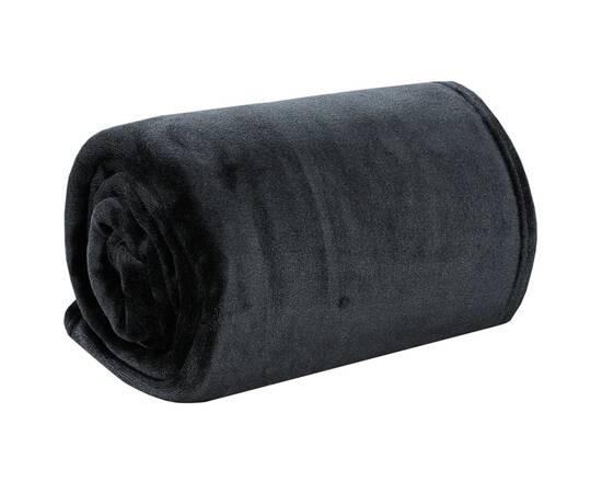 Pătură, negru, 130x170 cm, poliester, 2 image