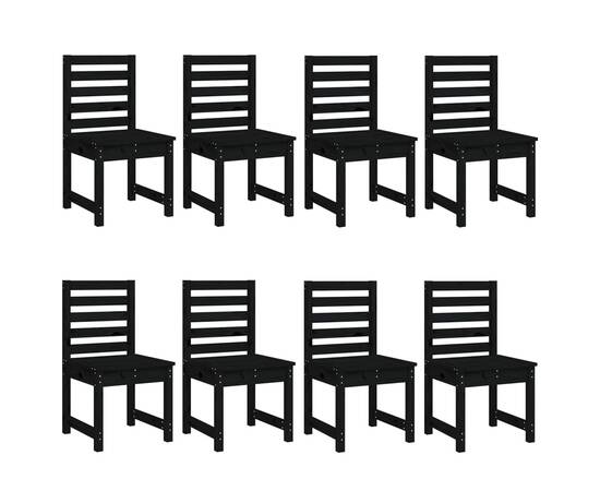 Set de masă pentru grădină, 11 piese, negru, lemn masiv de pin, 6 image