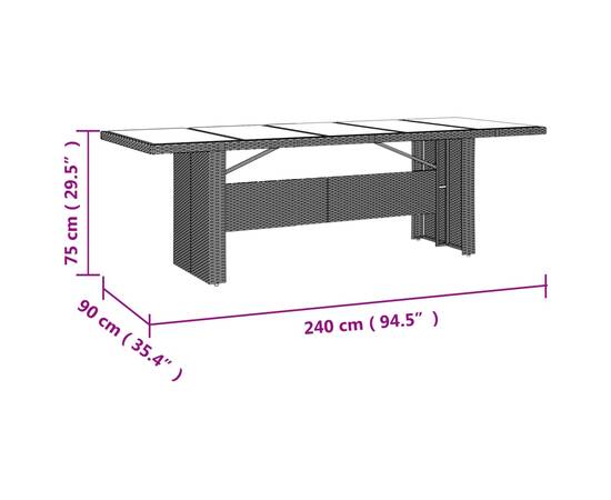 Set de masă pentru grădină, 9 piese, cu perne, bej, poliratan, 10 image