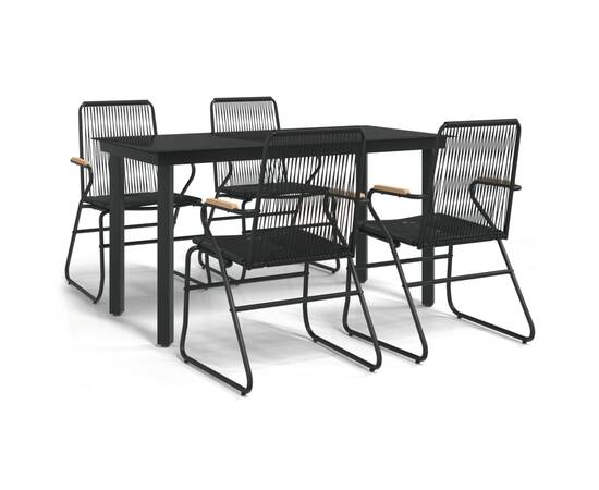 Set mobilier de grădină, 5 piese, negru, ratan pvc, 2 image