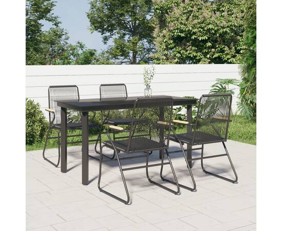 Set mobilier de grădină, 5 piese, negru, ratan pvc