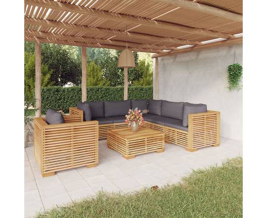 Set mobilier grădină cu perne, 7 piese, lemn masiv de tec