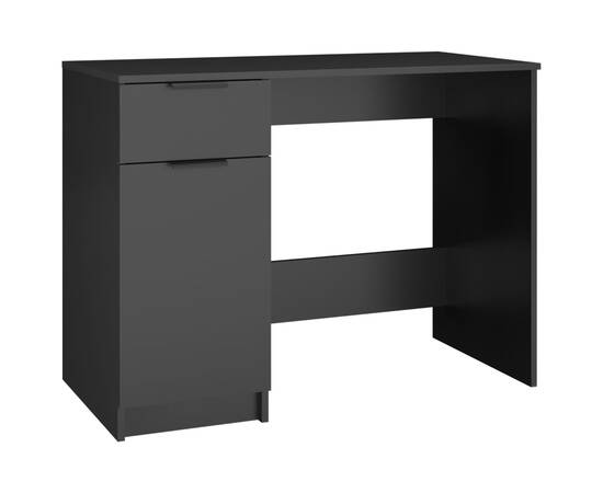 Birou, negru, 100x50x75 cm, lemn prelucrat, 2 image