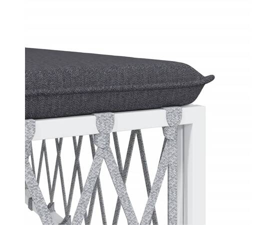 Canapea de colț pentru grădină cu perne, alb,  textil, 6 image