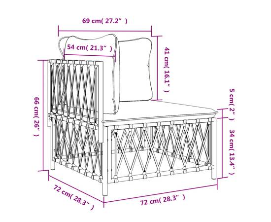 Canapea de colț pentru grădină cu perne, alb,  textil, 8 image