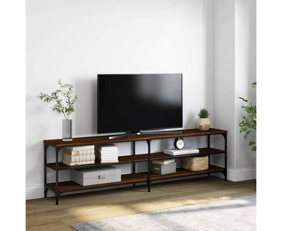 Comodă tv, stejar maro, 180x30x50 cm lemn prelucrat și metal