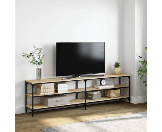 Comodă tv, stejar sonoma, 180x30x50 cm, lemn prelucrat și metal