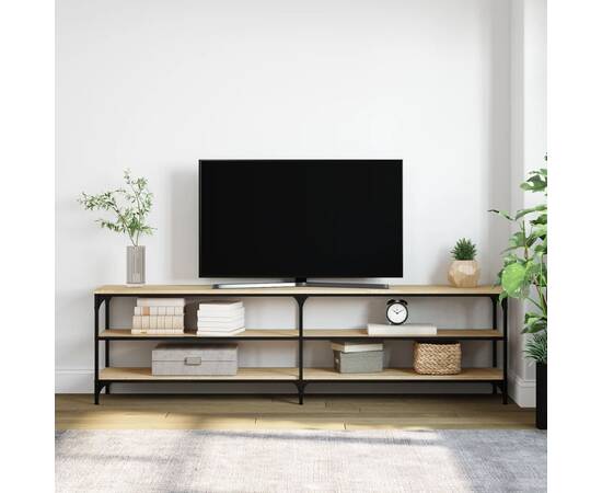 Comodă tv, stejar sonoma, 180x30x50 cm, lemn prelucrat și metal, 3 image