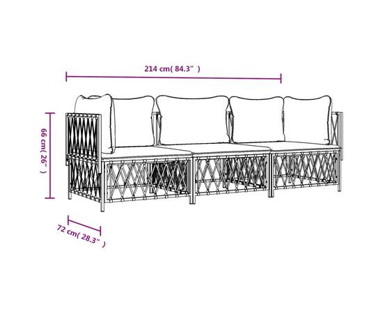 Set mobilier de grădină, cu perne, antracit, 3 piese, oțel, 7 image