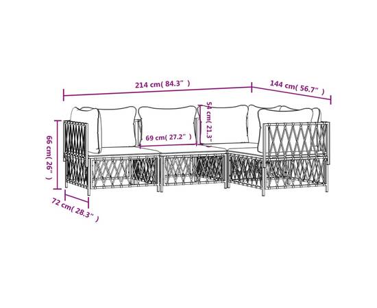 Set mobilier de grădină, cu perne, antracit, 4 piese, oțel, 7 image