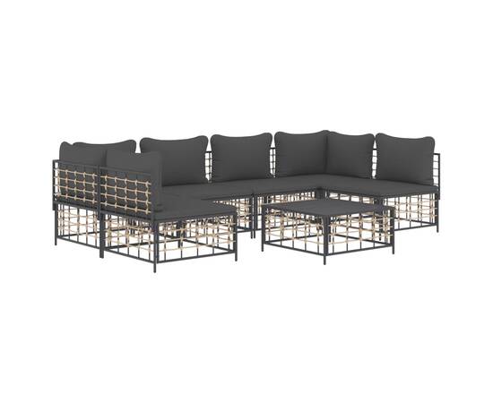 Set mobilier de grădină cu perne, 7 piese, antracit, poliratan, 2 image