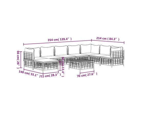 Set mobilier de grădină cu perne, 9 piese, antracit, poliratan, 9 image