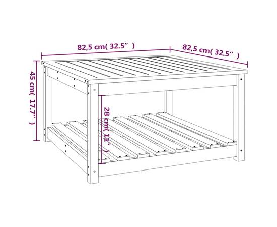 Măsuță de grădină, alb, 82,5x82,5x45 cm, lemn masiv de pin, 8 image