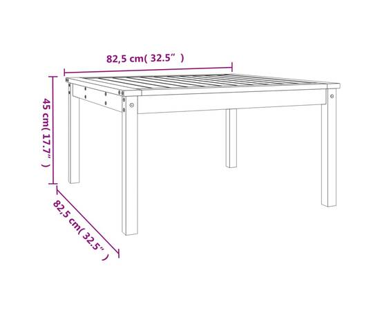 Măsuță de grădină, alb, 82,5x82,5x45 cm, lemn masiv de pin, 8 image