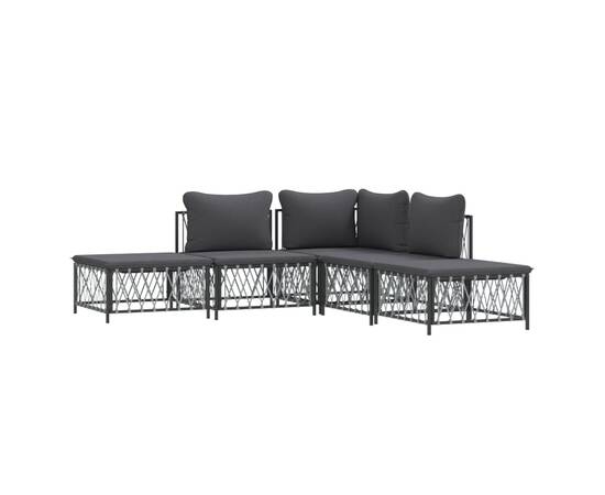 Set mobilier de grădină, 5 piese, cu perne, antracit, oțel