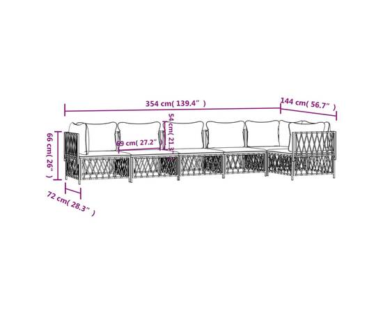 Set mobilier de grădină, 6 piese, cu perne, antracit, oțel, 7 image