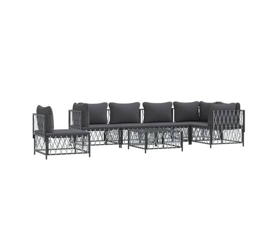 Set mobilier de grădină cu perne, 7 piese, antracit, oțel, 2 image