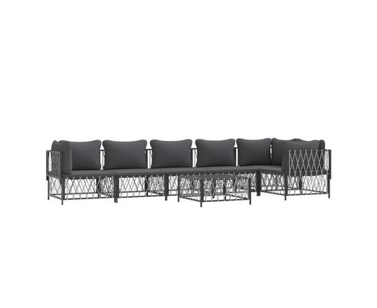 Set mobilier de grădină cu perne, 7 piese, antracit, oțel, 2 image