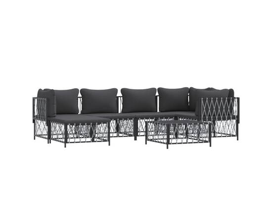 Set mobilier de grădină cu perne, 7 piese, antracit, oțel