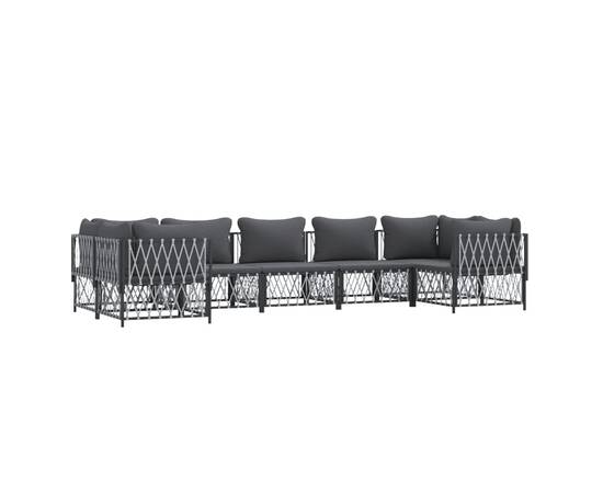 Set mobilier de grădină cu perne, 7 piese, antracit, oțel, 2 image