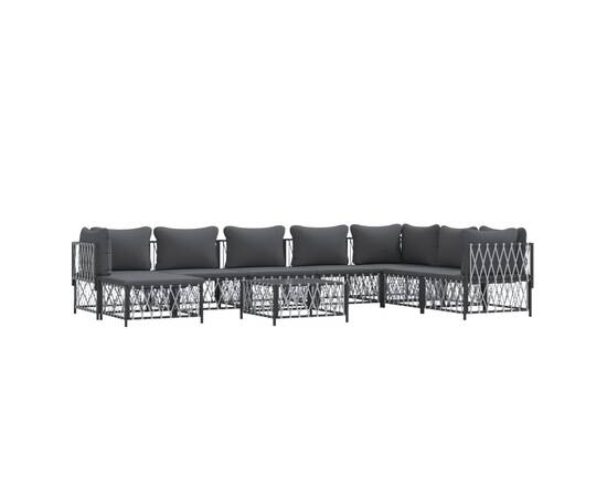 Set mobilier de grădină cu perne, 9 piese, antracit, oțel, 2 image