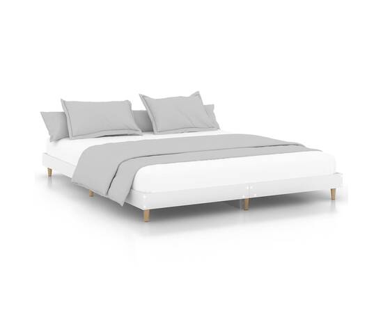 Cadru de pat, alb, 200x200 cm, lemn prelucrat, 2 image