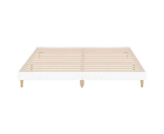 Cadru de pat, alb, 200x200 cm, lemn prelucrat, 6 image