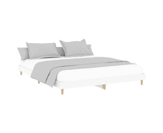 Cadru de pat, alb, 200x200 cm, lemn prelucrat, 3 image