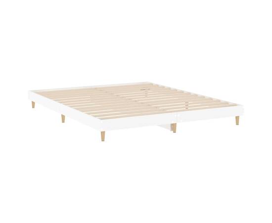 Cadru de pat, alb, 200x200 cm, lemn prelucrat, 5 image