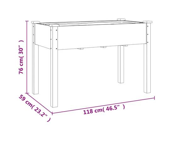 Jardinieră cu căptușeală, 118x59x76 cm, lemn masiv de brad, 8 image
