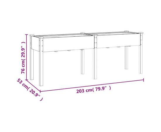 Jardinieră cu căptușeală, 203x53x76 cm, lemn masiv de brad, 8 image