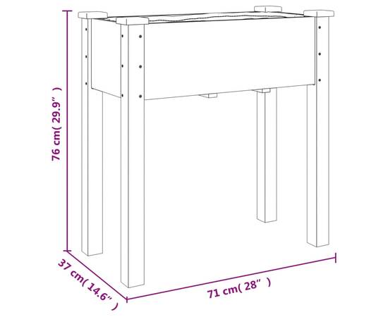 Jardinieră cu căptușeală, 71x37x76 cm, lemn masiv de brad, 8 image
